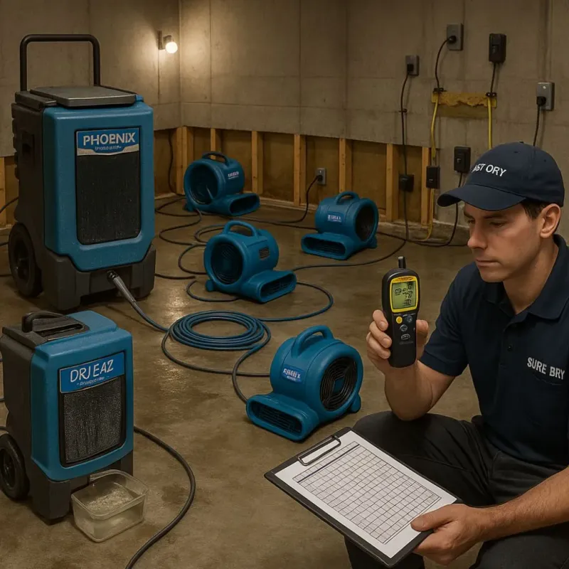 Structural Drying and Dehumidification process in Alamo Heights, TX
